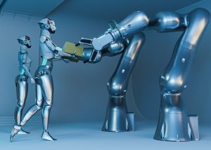 Automazione industriale e AI vanno ormai di pari passo, e molte tecnologie AI vengono utilizzate dall'industria per migliorare i ritmi di produzione, ridurre gli sprechi e operare in modo più intelligente. Nella foto, diversi robot che lavorano nell'industria.