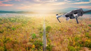 I droni per monitoraggio ambientale vengono adoperati con successo in varie operazioni di verifica per la preservazione dell'ecosistema. Nella foto, un drone che sorvola un'area.